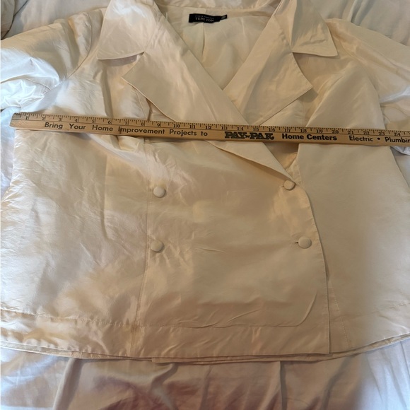 Rickie Freeman Teri Jon Ivory 100% Silk Bell Sleeve Jacket 18W - Picture 7 of 8